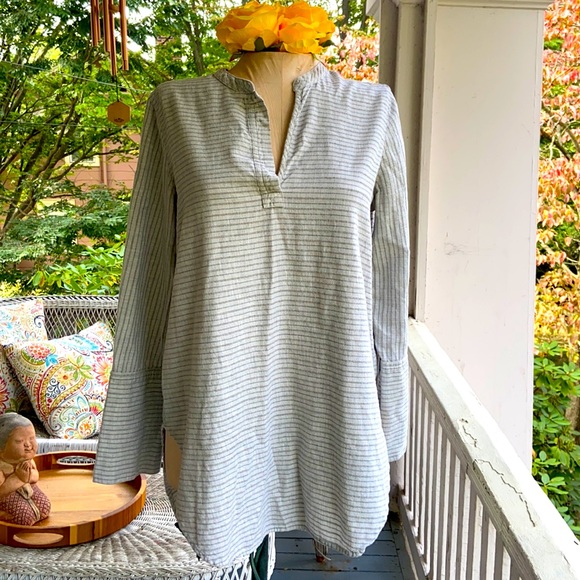 Madewell Tops - Madewell Gray Striped Popover Tunic Shirt S